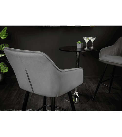 Chaise haute TURIN en velours gris argent