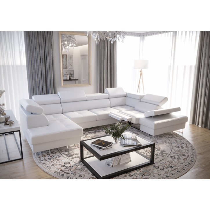 Canapé en U convertible en cuir GALAXY MAX II RELAX 215 x 350 x 170 cm en plusieurs couleurs