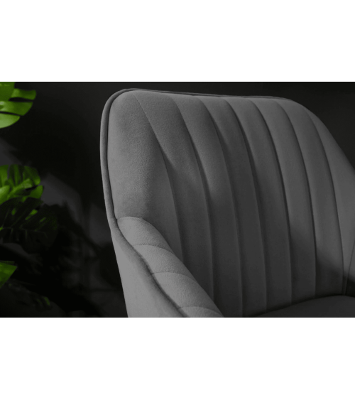 Chaise haute TURIN en velours gris argent