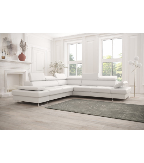 Sofá rinconera convertible de cuero GALAXY MAX 280 x 280 cm en varios colores
