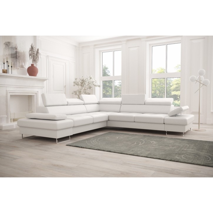 Sofá rinconera convertible de cuero GALAXY MAX 280 x 280 cm en varios colores