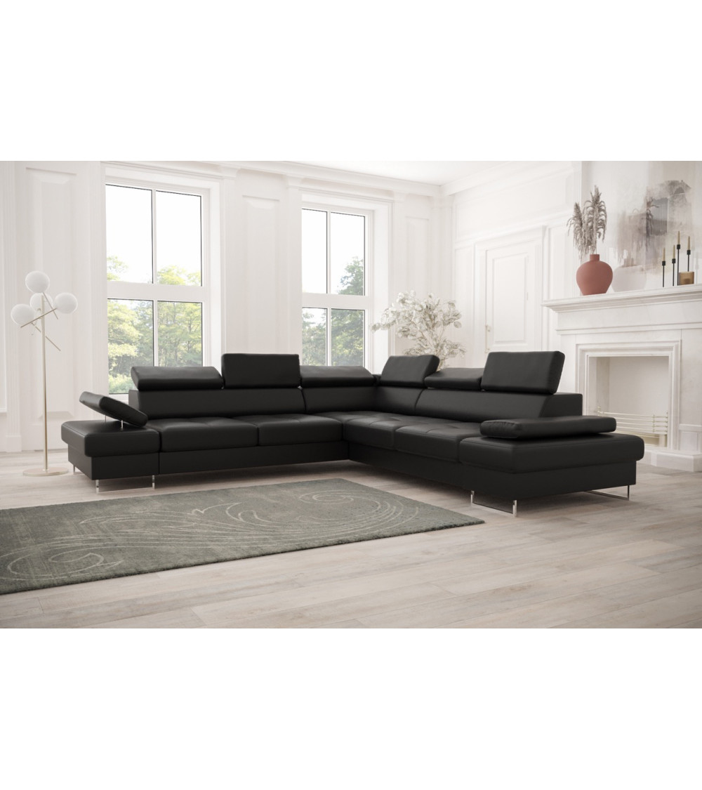 Canapé d'angle convertible en cuir GALAXY MAX 280 x 280 cm en plusieurs couleurs