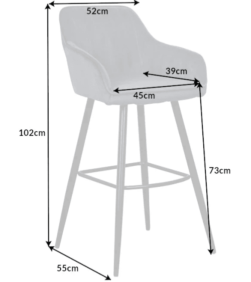 Chaise haute TURIN en velours gris argent