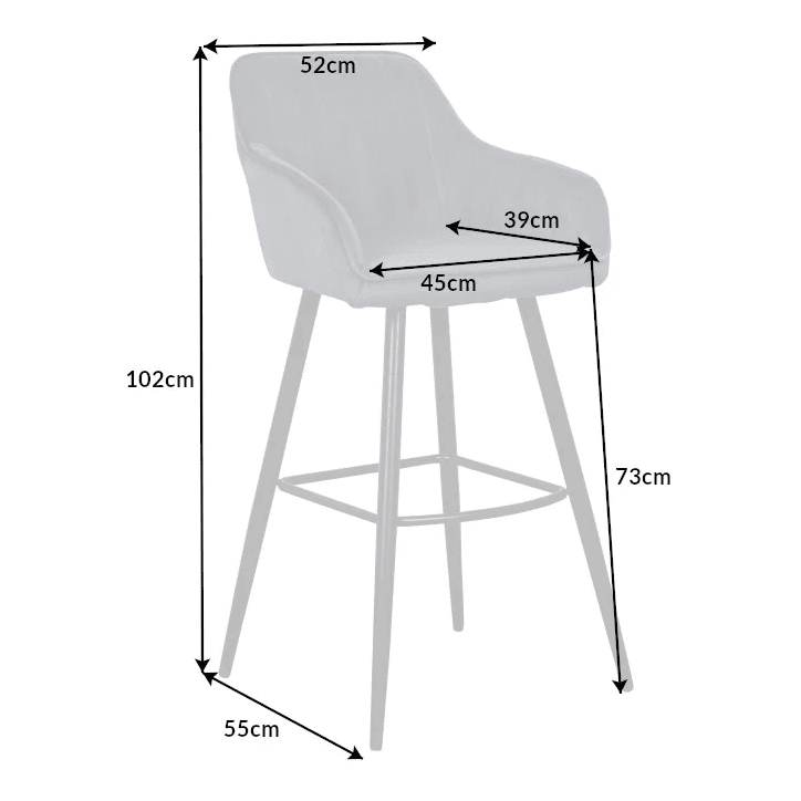 Chaise haute TURIN en velours gris argent