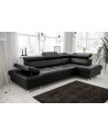 Canapé d'angle convertible en cuir GALAXY MINI 170 x 280 cm en noir