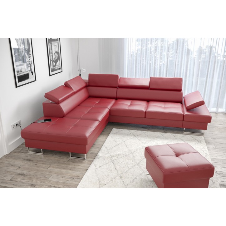 Sofá rinconera convertible de cuero GALAXY 276 x 225 cm en varios colores