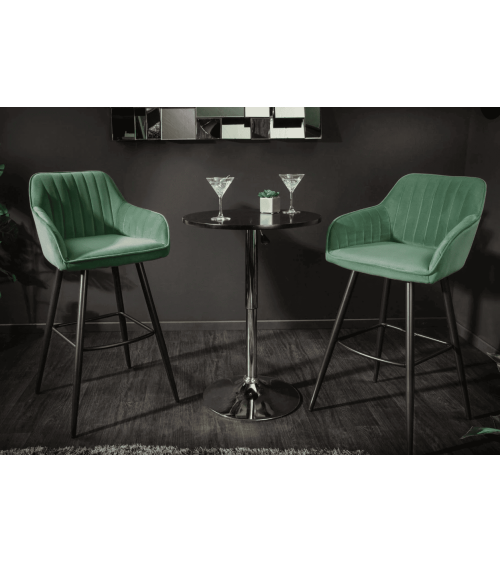 Chaise haute TURIN en velours vert émeraude