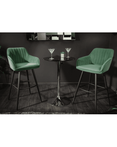 Chaise haute TURIN en velours vert émeraude