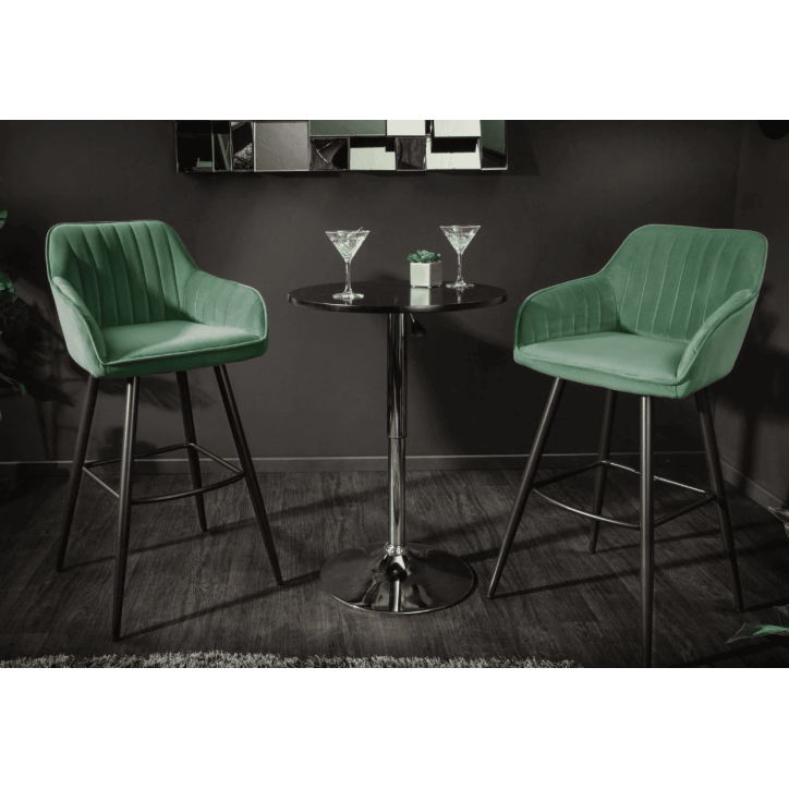 Chaise haute TURIN en velours vert émeraude