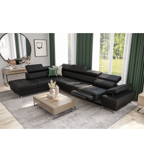 Sofá rinconera convertible de cuero GALAXY RELAX 350 x 225 cm en varios colores
