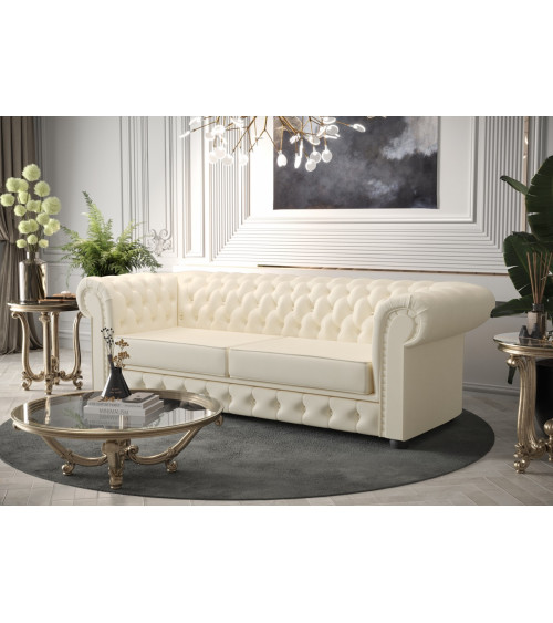 Sofá 3 plazas convertible de cuero MANCHESTER III 218 cm en varios colores