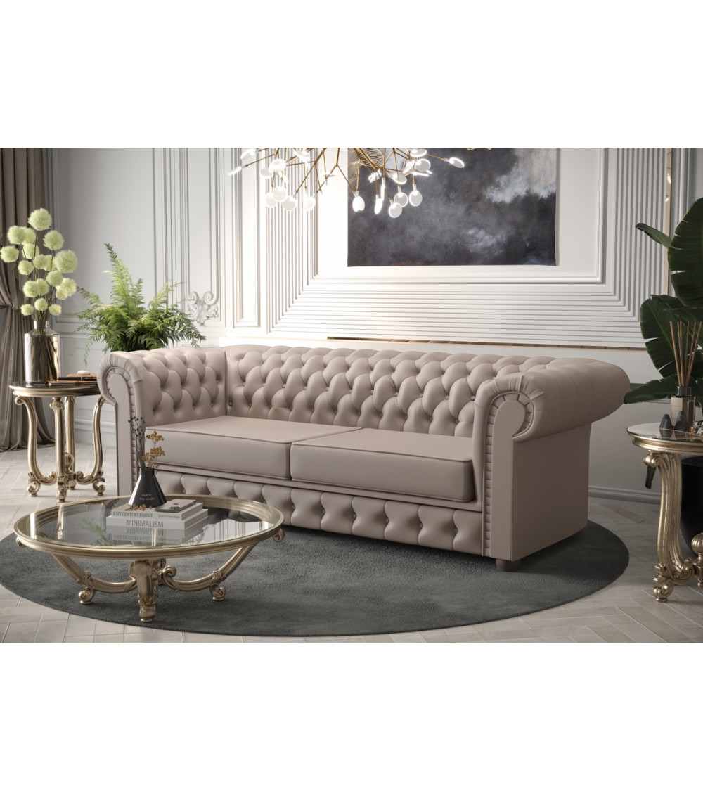 Sofá 3 plazas convertible de cuero MANCHESTER III 218 cm en varios colores