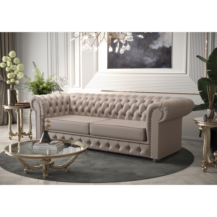 Sofá 3 plazas convertible de cuero MANCHESTER III 218 cm en varios colores