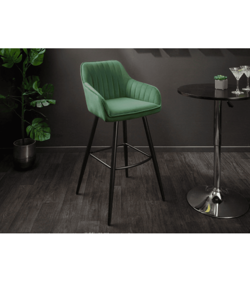 Chaise haute TURIN en velours vert émeraude