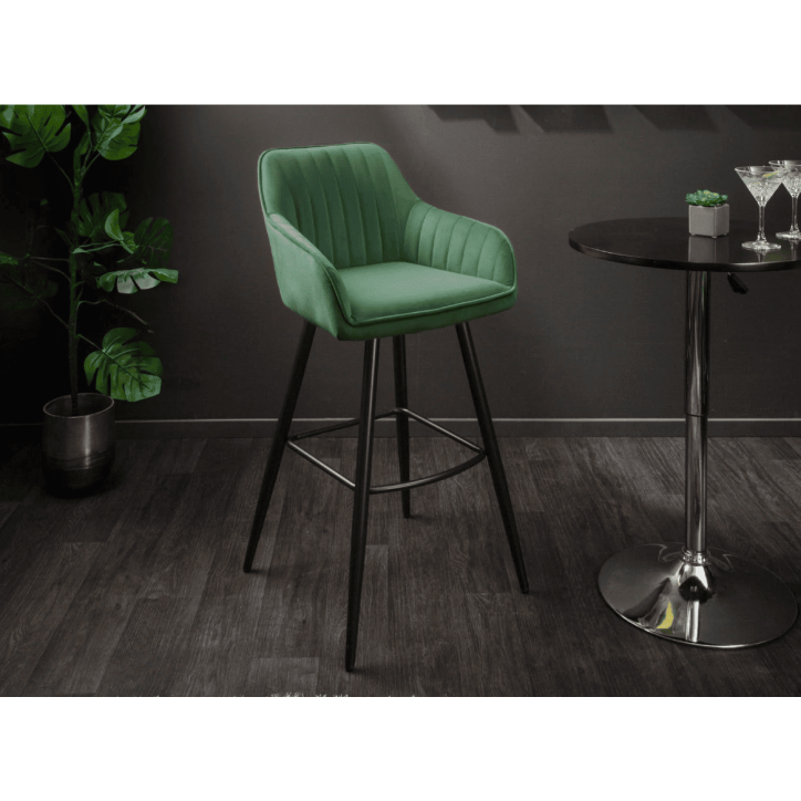 Chaise haute TURIN en velours vert émeraude