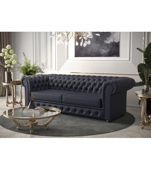 Sofá 3 plazas convertible de cuero MANCHESTER III 218 cm en varios colores