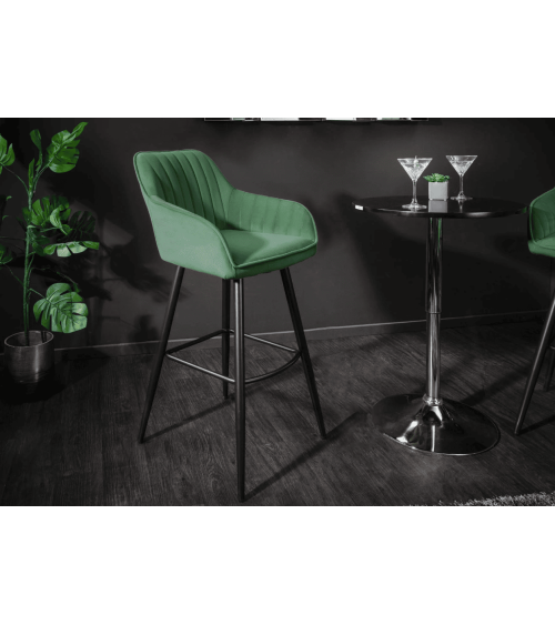 Chaise haute TURIN en velours vert émeraude