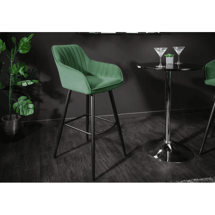 Chaise haute TURIN en velours vert émeraude