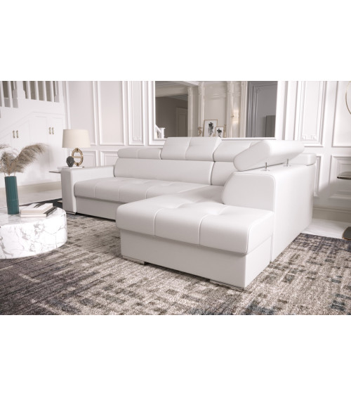 Canapé d'angle convertible en cuir MARGO I 265 × 185 cm en plusieurs couleurs