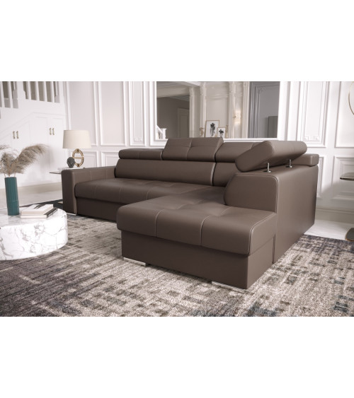 Canapé d'angle convertible en cuir MARGO I 265 × 185 cm en plusieurs couleurs