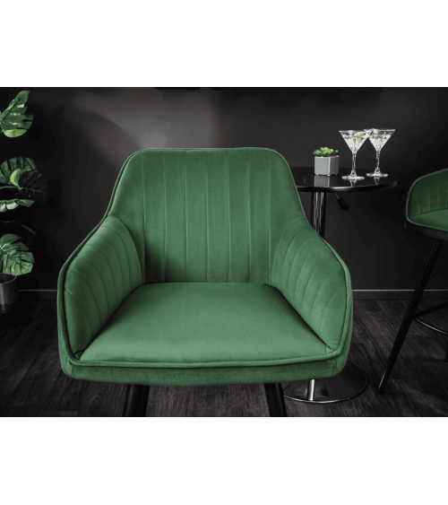 Chaise haute TURIN en velours vert émeraude