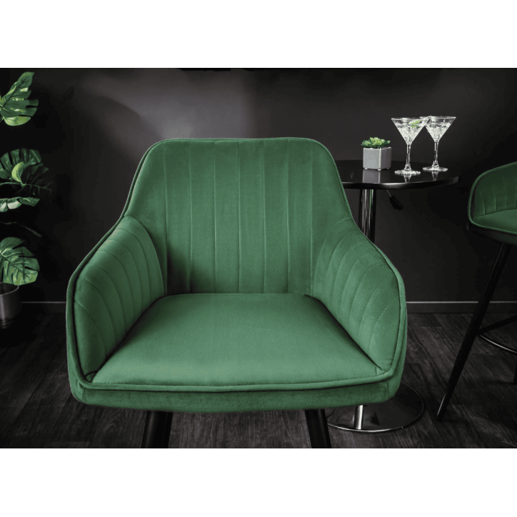 Chaise haute TURIN en velours vert émeraude