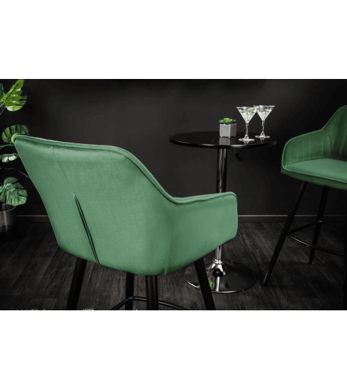 Chaise haute TURIN en velours vert émeraude