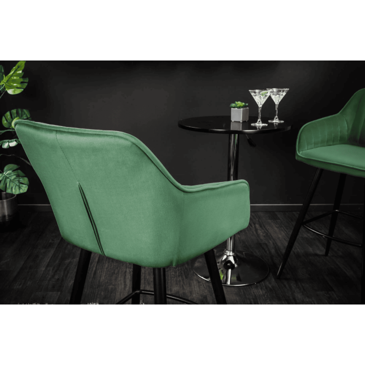 Chaise haute TURIN en velours vert émeraude