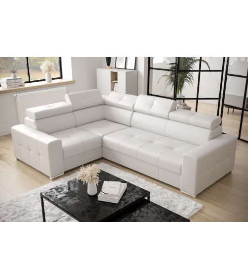 Sofá rinconera convertible de cuero MARGO II 270 × 197 cm en varios colores