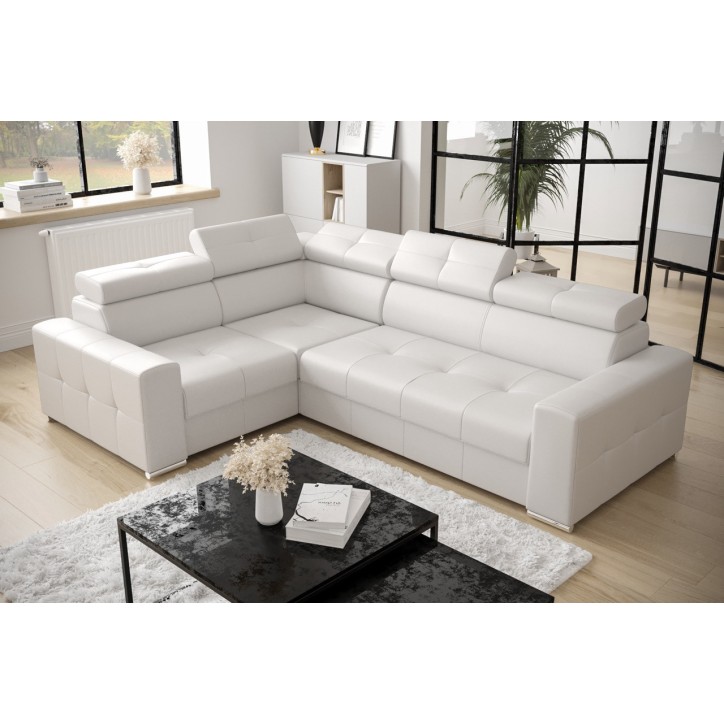 Sofá rinconera convertible de cuero MARGO II 270 × 197 cm en varios colores