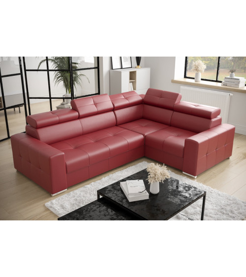 Sofá rinconera convertible de cuero MARGO II 270 × 197 cm en varios colores