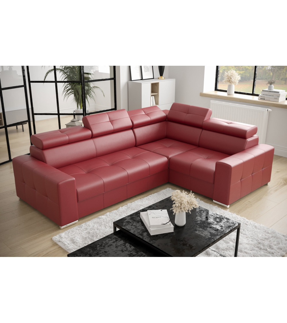 Canapé d'angle convertible en cuir MARGO II 270 × 197 cm en plusieurs couleurs
