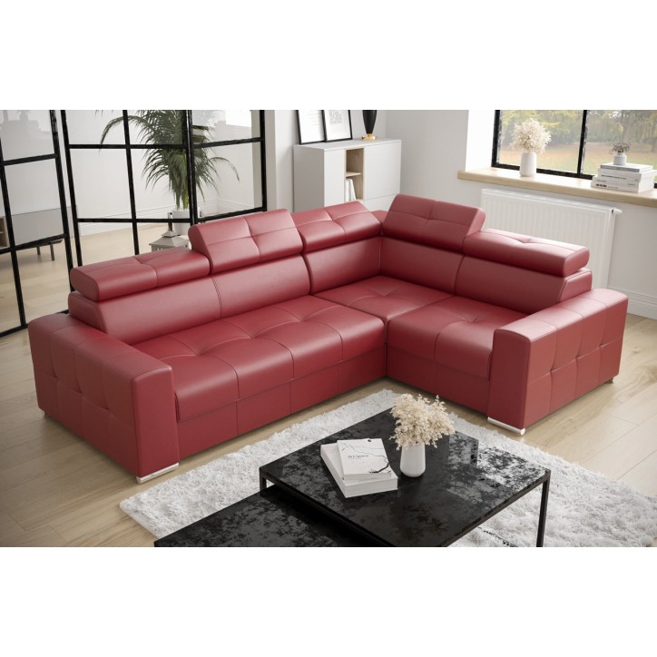 Canapé d'angle convertible en cuir MARGO II 270 × 197 cm en plusieurs couleurs