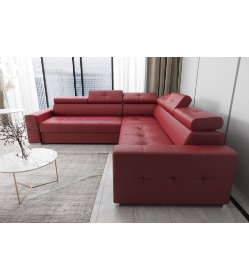 Sofá rinconera convertible de cuero MARGO MAX 265 × 265 cm en varios colores