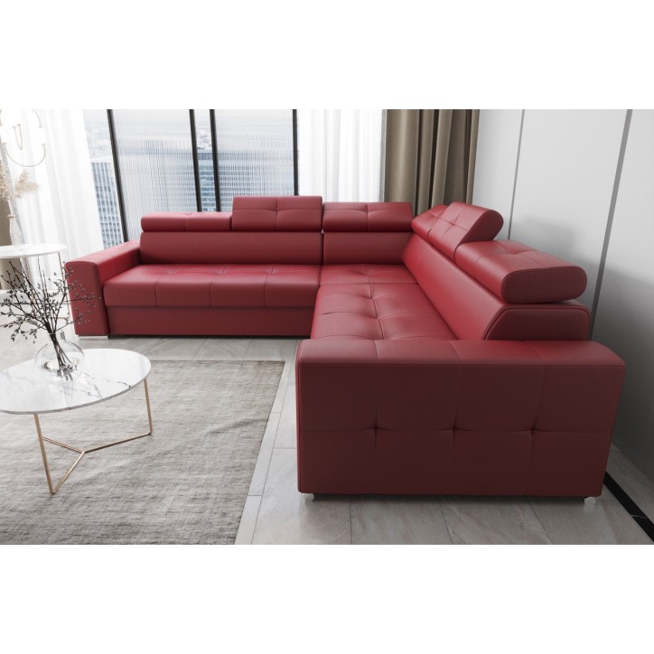 Sofá rinconera convertible de cuero MARGO MAX 265 × 265 cm en varios colores