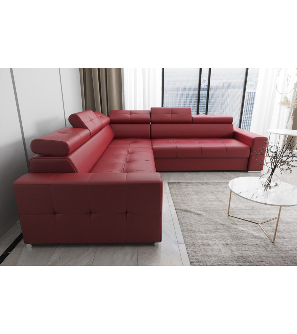 Sofá rinconera convertible de cuero MARGO MAX 265 × 265 cm en varios colores