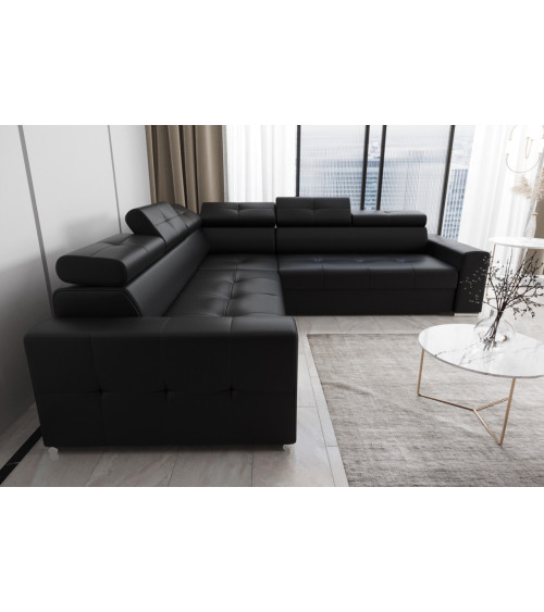 Sofá rinconera convertible de cuero MARGO MAX 265 × 265 cm en varios colores