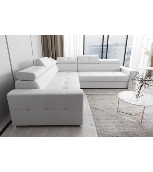 Canapé d'angle convertible en cuir MARGO MAX 265 × 265 cm en plusieurs couleurs