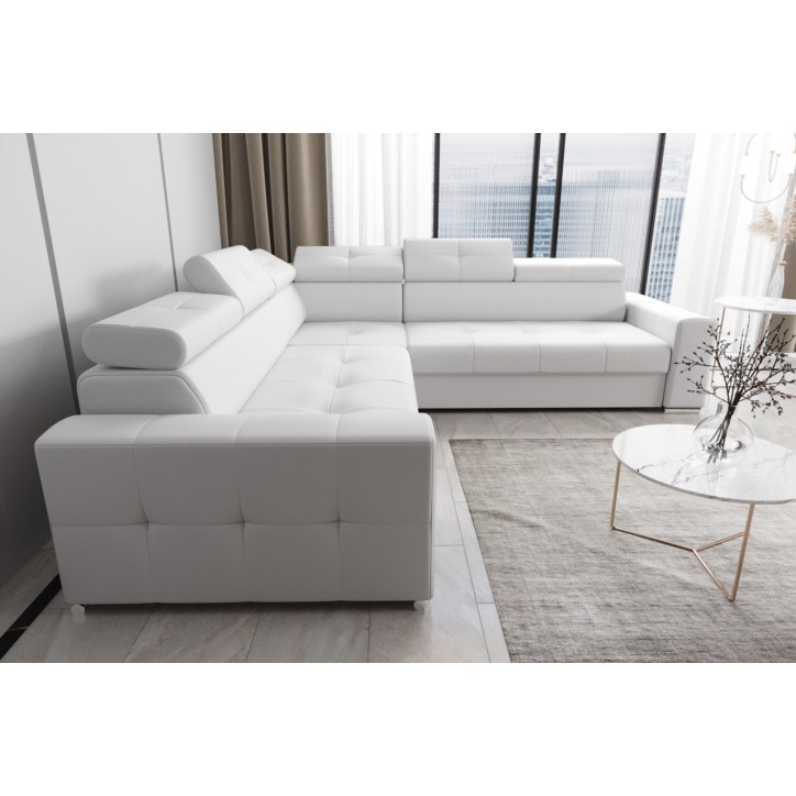 Canapé d'angle convertible en cuir MARGO MAX 265 × 265 cm en plusieurs couleurs