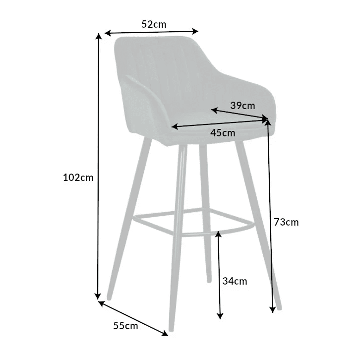 Chaise haute TURIN en velours vert émeraude