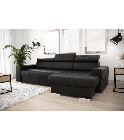 Canapé d'angle convertible en cuir MARGO 160 × 250 cm en plusieurs couleurs