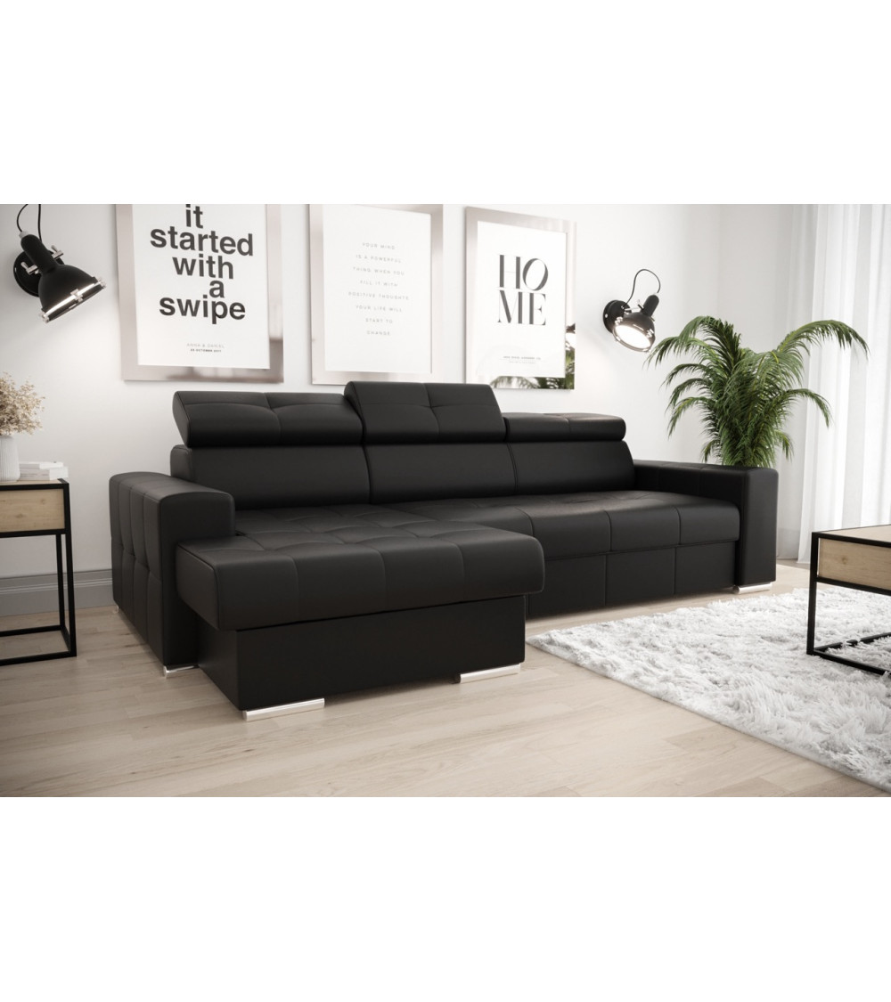 Canapé d'angle convertible ANDRE 202 x 85 cm en plusieurs couleurs