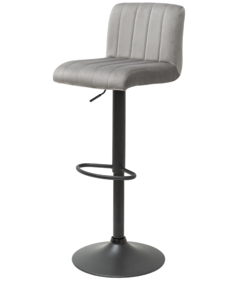 Tabouret de bar PORTLAND 88-109 cm en velours gris