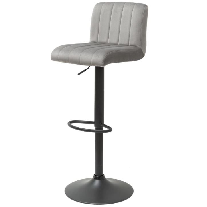 Tabouret de bar PORTLAND 88-109 cm en velours gris