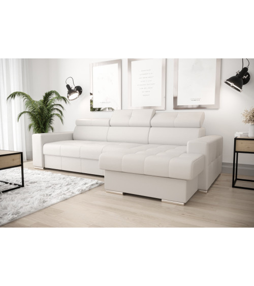 Sofá rinconera convertible de cuero MARGO 160 × 250 cm en varios colores