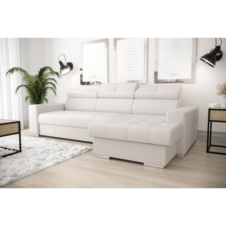 Canapé d'angle convertible en cuir MARGO 160 × 250 cm en plusieurs couleurs