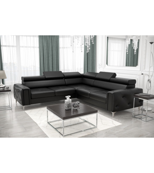 Canapé d'angle convertible en cuir ORION I 255 x 255 cm en plusieurs couleurs