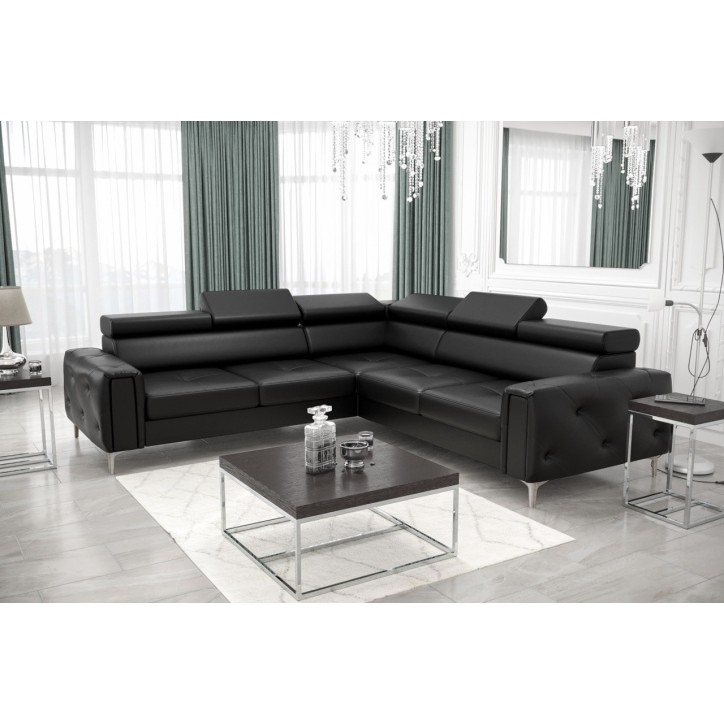 Canapé d'angle convertible en cuir ORION I 255 x 255 cm en plusieurs couleurs