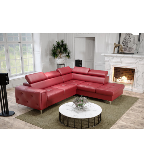 Canapé d'angle convertible en cuir ORION II 255 x 255 cm en plusieurs couleurs