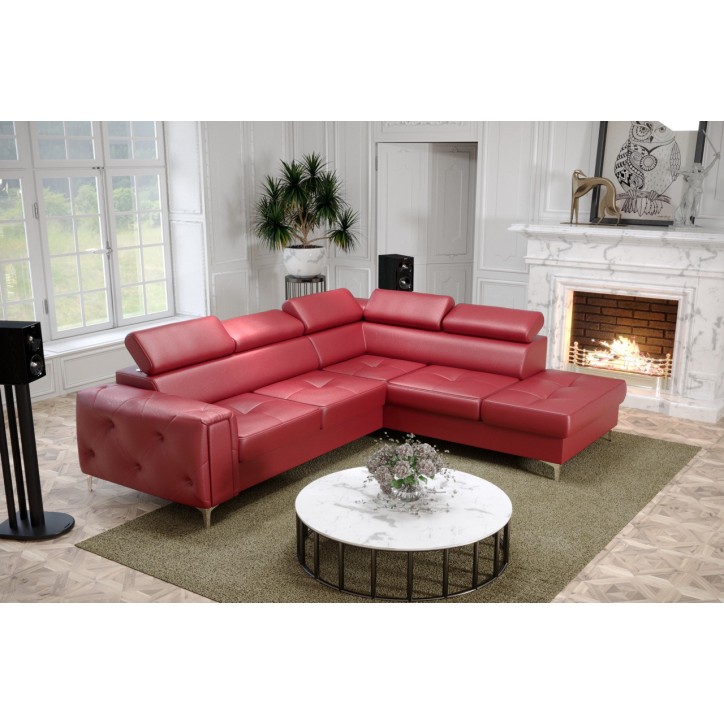 Sofá rinconera convertible de cuero ORION II 255 x 255 cm en varios colores